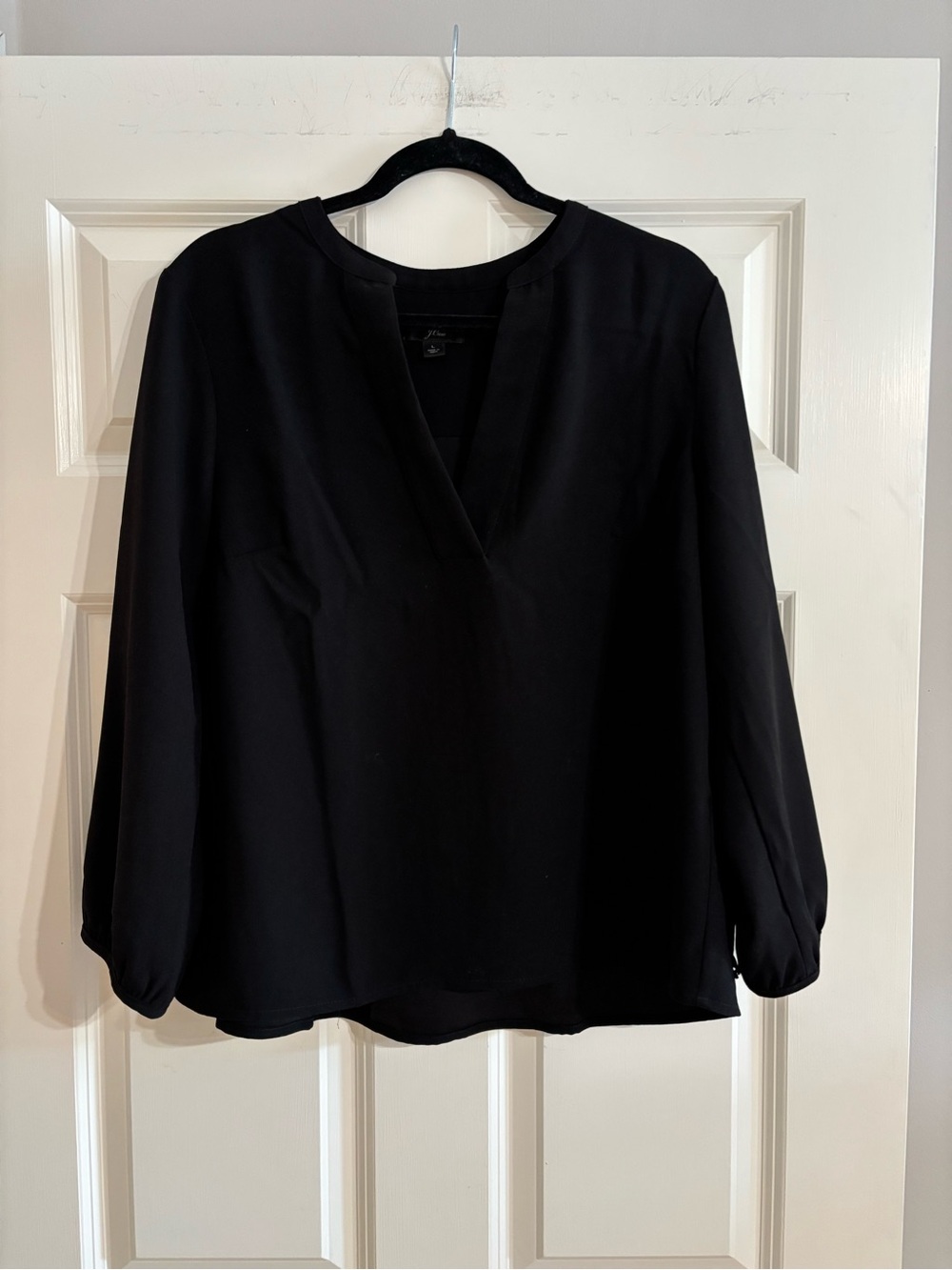 J. Crew Black V-Neck Long Sleeve Blouse